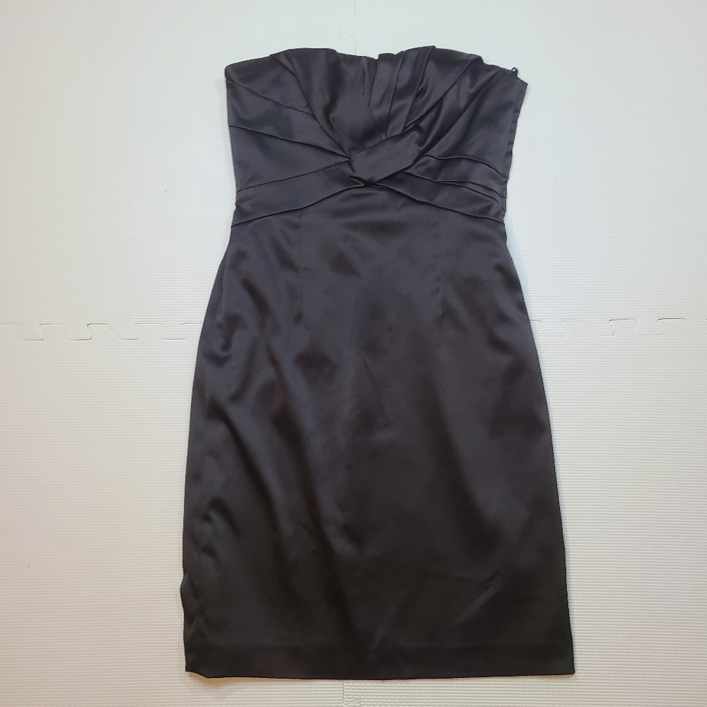 RW&CO Black Strapless Satin Dress
